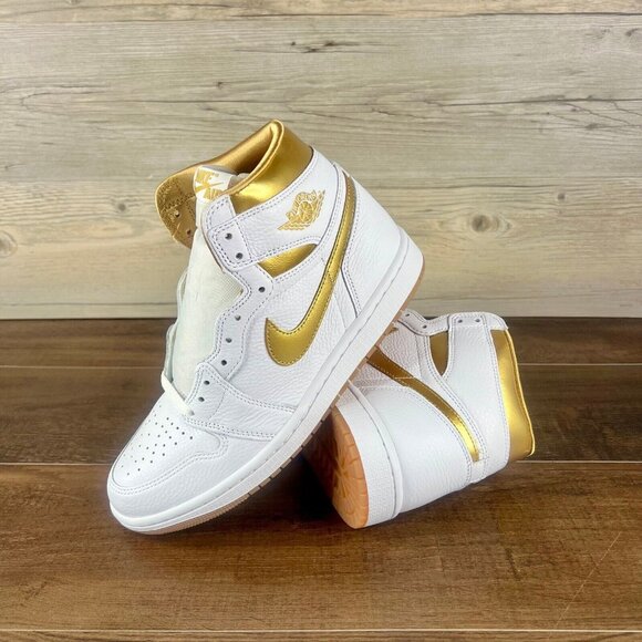 Air Jordan Retro High OG Metallic Gold Womens Size White